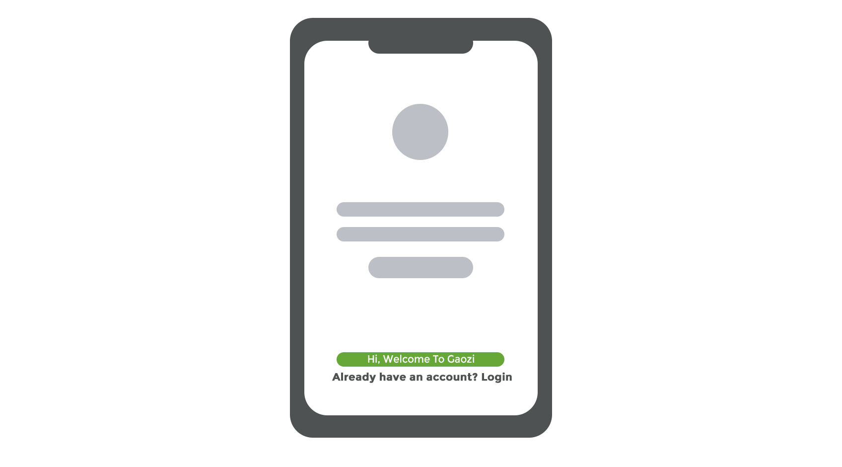 Phone showing login screen